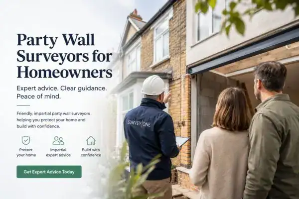 Image of couple with Party wall survey from Survey One Coventry